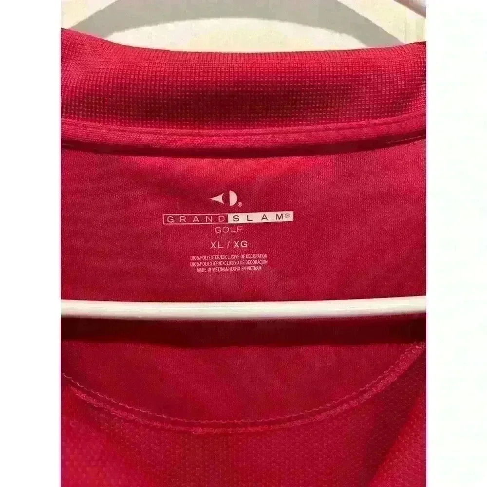Grand Slam Polo Mens XL Red Golf 1/4 Button Collared Shirt 4th Of July - Picture 3 of 4